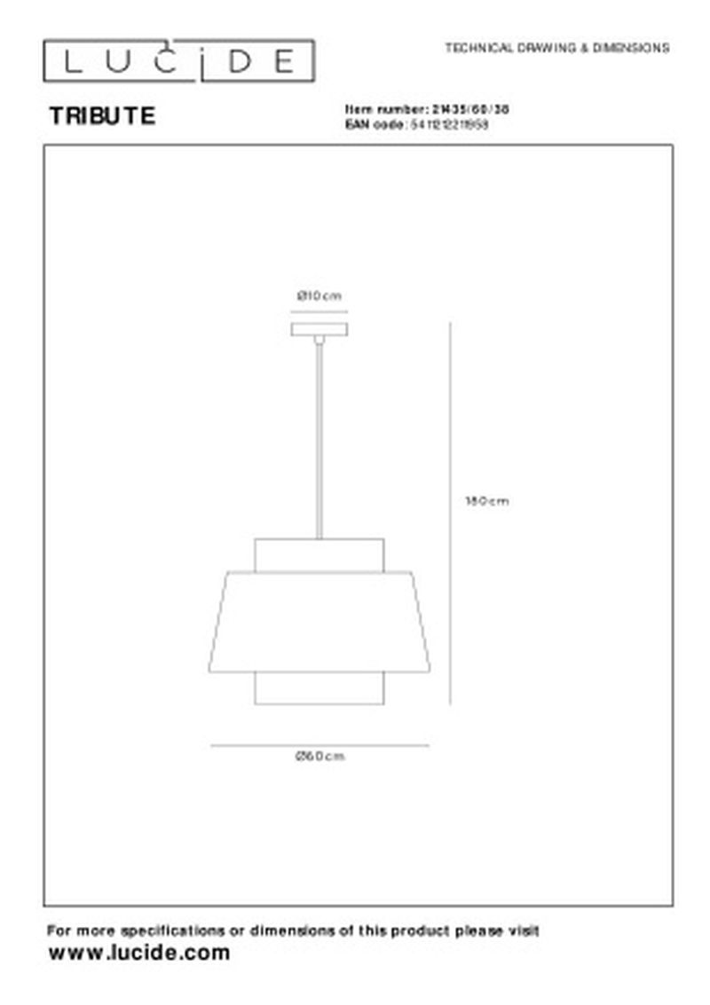 Lucide TRIBUTE - Závesné svietidlo - Ø 60 cm - 1xE27 - Krémové